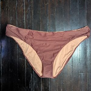 Reimagined By J. Crew Brown And White Polka Dot High Rise Cheeky Bikini Bottoms
